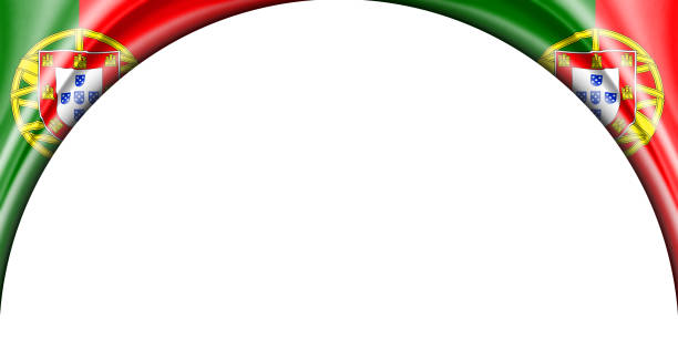 abstract illustration. Portugal flag 2 side. white background space for text or images. Semi-circular space.