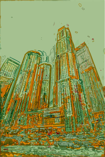 istock contemporary art illustration artwork background,neon metaverse modern city building  scene 1753478147