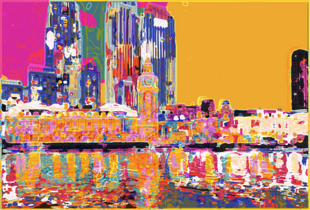 istock contemporary art illustration artwork background,neon metaverse modern city building  scene 1753478184