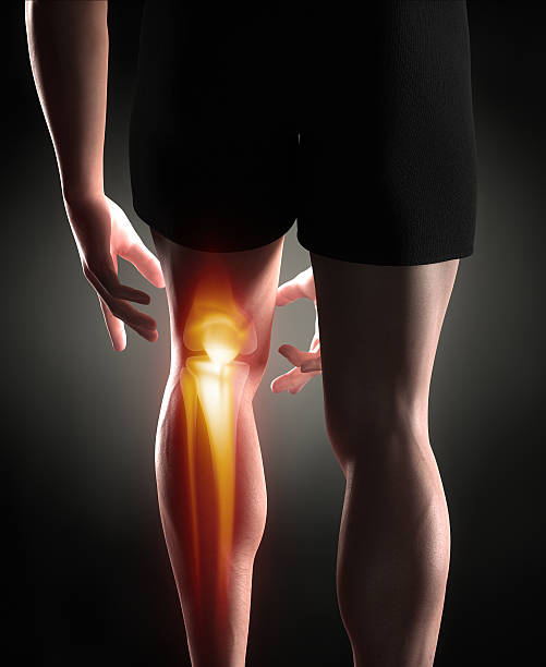 antomy ginocchio - pain human knee arthritis human joint foto e immagini stock