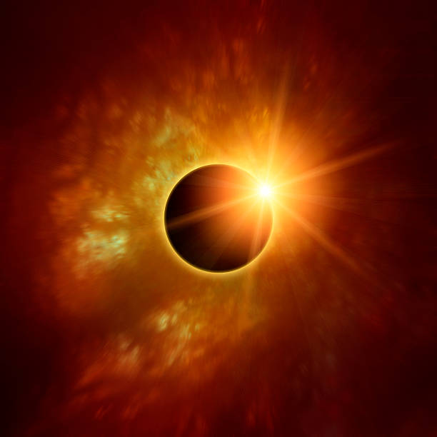 Solar Eclipse with Nebula on Background stock photo