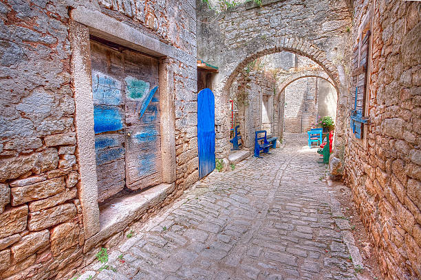 Croatia, Bale. The historic street