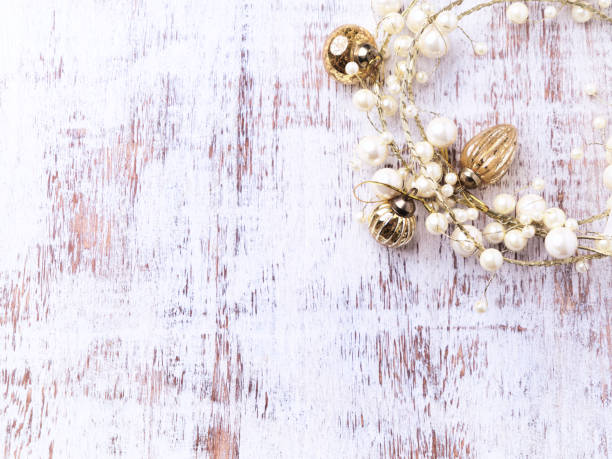 istock Christmas decoration on rustic wooden background. Soft focus. Top view. Copy space. 1753531901