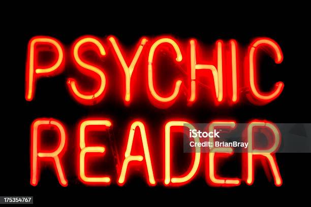 Neon Sign Psychic Reader Stock Photo - Download Image Now - Fortune Telling, Neon Lighting, Palmistry Hand