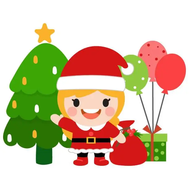 Vector illustration of Cute kids wearing Christmas costumes,  Merry christmas clipart