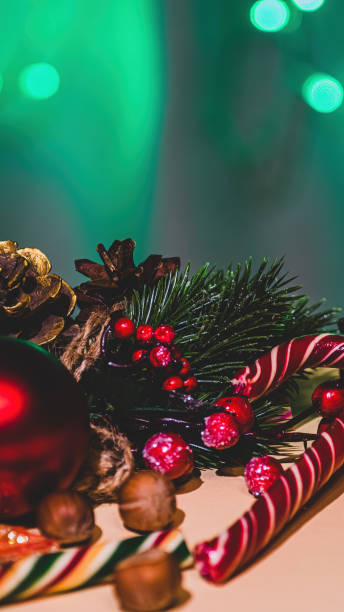 istock Christmas background with Christmas decorations and New Year lights. Copy space 1753557465