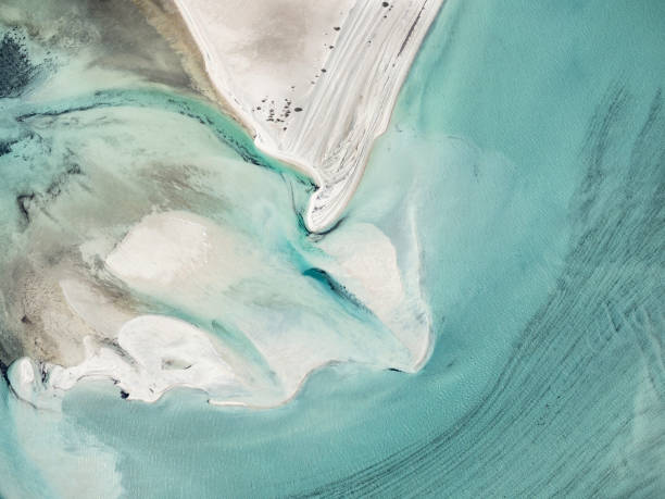 istock Aerial view of sand and water patterns 1753561838