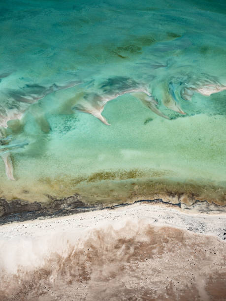 istock Aerial view of sand and water patterns 1753561845