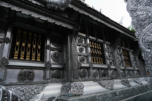 Side focus of Silver Temple, located at Wat Sri Suphan Chiang Mai, Thailand.