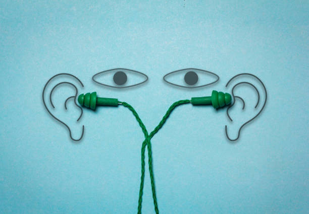 istock ear plug on blue background and have ears icon 1753583354