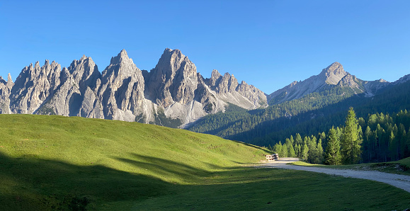 Mountain landscape in the Dolomite Alps. Spalti di Toro. Venetian Dolomites. Province of Belluno, Italy.