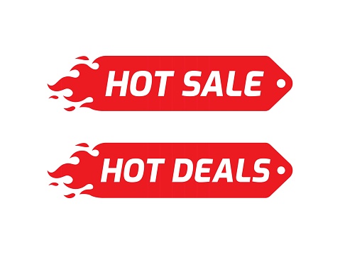 Hot sale tag vector. Hot sale vector. fire banner, price tag, hot deal, sale, offer, price