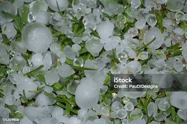 Hail On Grass Stock Photo - Download Image Now - Circle, Climate, Cold Temperature