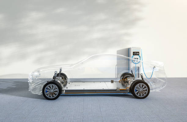 istock Transparent ev car or electric vehicle plug in with recharging station 1753600917