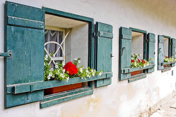 janelas de uma casa de campo - kapuzinerberg - fotografias e filmes do acervo