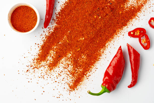 istock Pile of red paprika powder isolated on white background 1753630618