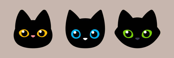 Vector Black Cat Heads Illustration vector art illustration