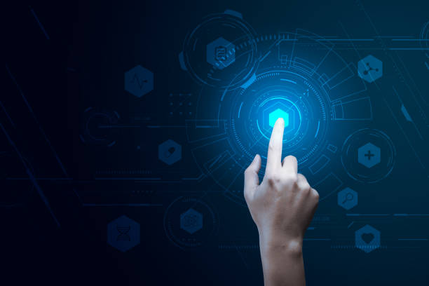 istock Hand point and touch.Healthcare and medical icon pattern innovation digital technology technology background. 1753645082