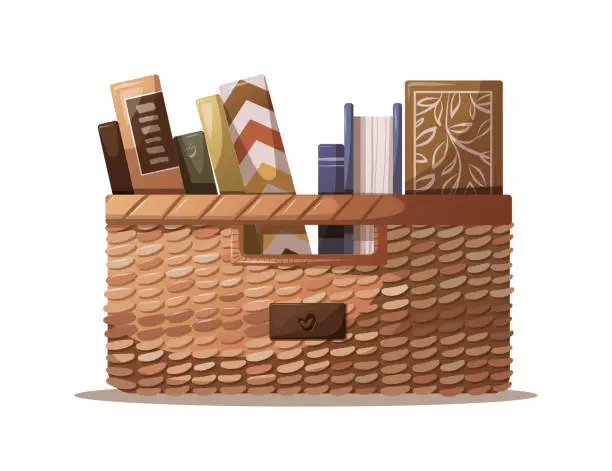 Vector illustration of Basket with book.