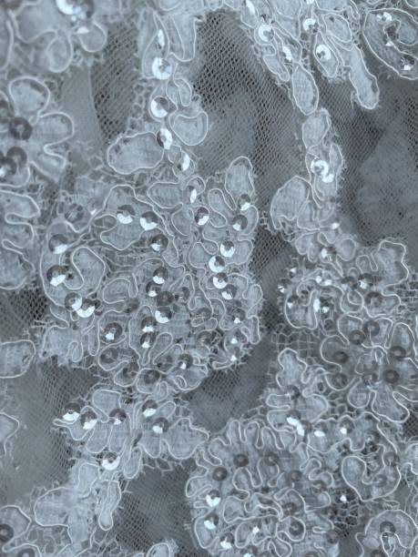 istock Close-up of white lace wedding dress 1753668906