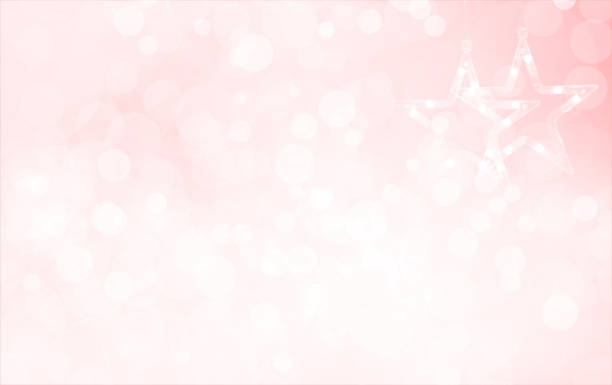 ilustrações de stock, clip art, desenhos animados e ícones de glittery shimmery shiny horizontal monochrome vector backgrounds in bright feminine soft light pink gradient color with bubbles lens flare all over like bokeh lights for diwali christmas, valentine and new year celebrations with pair of illuminated star - soft pink flash