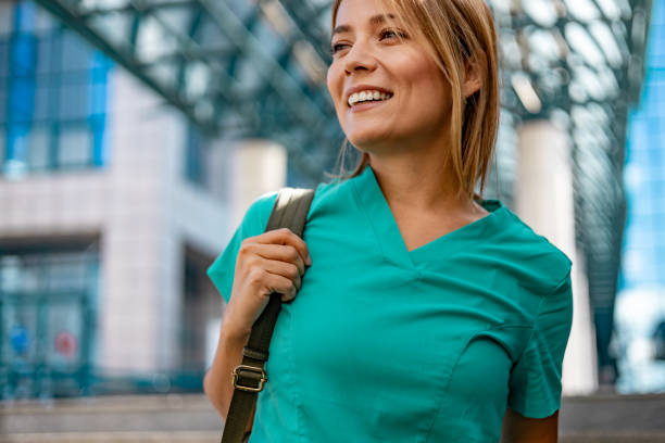 istock Healthcare worker outdoors on the way to work 1753686462