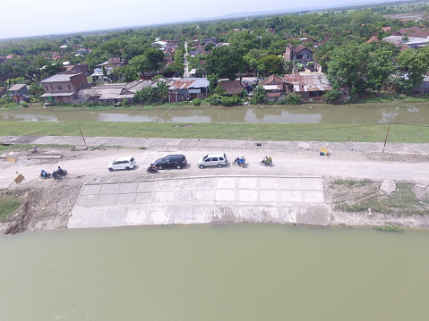 Drone photo of rehabilitation of a river