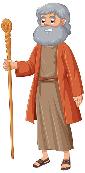 A vector cartoon illustration of Moses from the religious Bible story