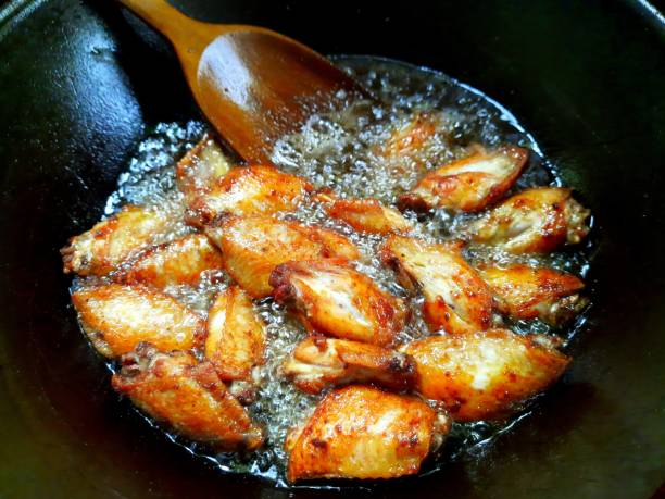 Cooking Chicken wings - food preparation.