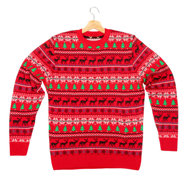 istock Christmas jumper with hanger lay on white background 1753766464