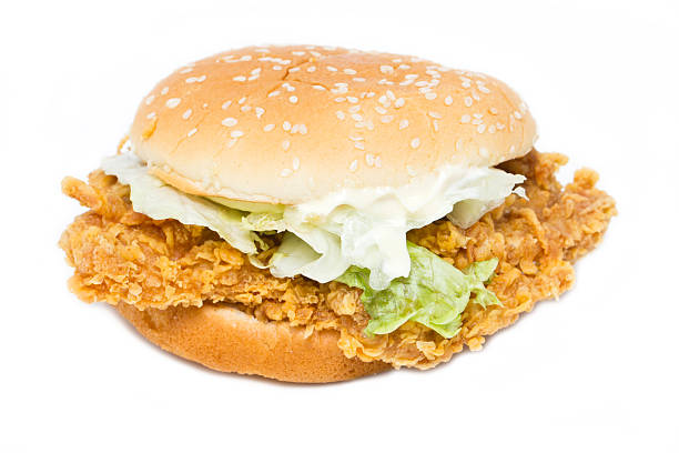 istock Crisp chicken burger with lettuce isolated on white. 175377483