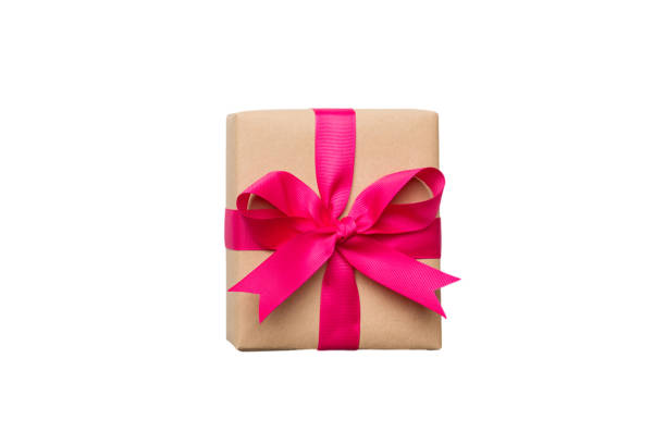 istock Holiday present box on a Isolated. Gift box with colored bow on white background top view close up 1753775609