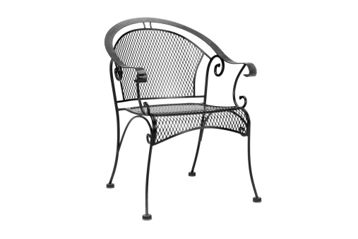 black steel patio chair on 255 white background.