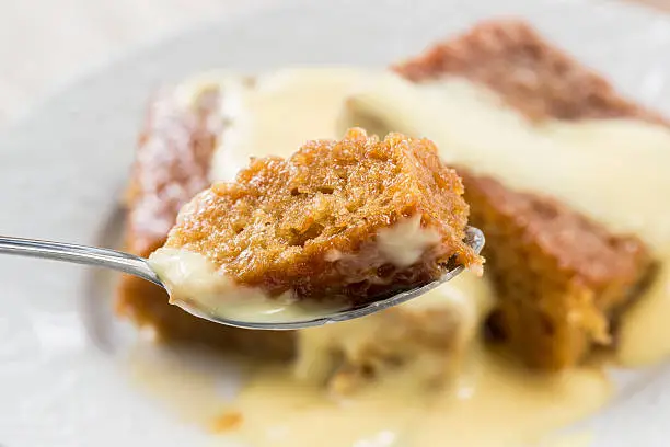 Malva pudding. A South African dessert. Sponge cake with a caramelized butter sauce