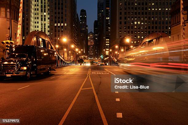 Traffic In The Nightchicago Downtown Stock Photo - Download Image Now - Night, Avenue, Car