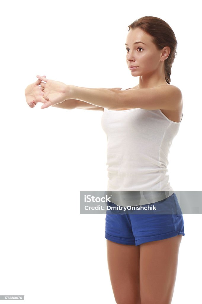 Jovem atraente mulher fitness modelo a fazer alongamentos - Royalty-free 20-24 Anos Foto de stock