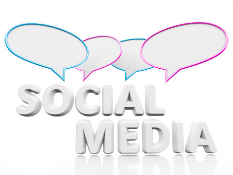 Social media speech bubbles on white background.. 3d render. 