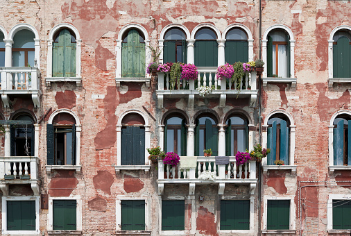 Medium class residential area on La Guidecca island in Venezia. Venice - 4 May, 2019