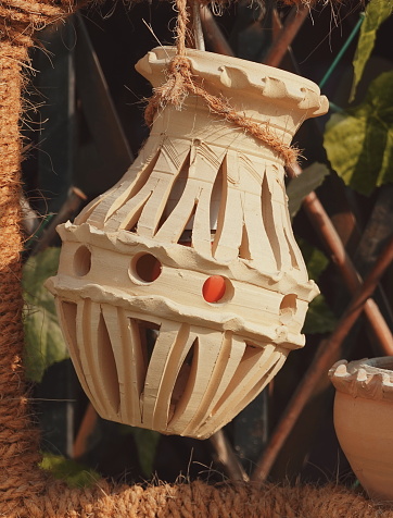 Clay pot candlestick. Garden Decision. Handmade Decor