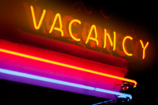 Neon motel vacancy sign.