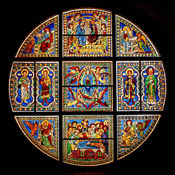 vetrata nella cattedrale di siena - saint foto e immagini stock