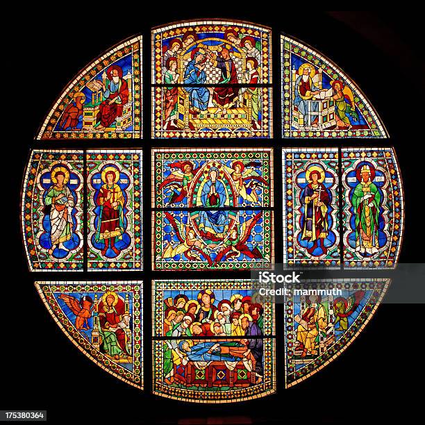 Stained Glass Window At Siena Cathedral Stock Photo - Download Image Now - Stained Glass, Catholicism, Religious Saint