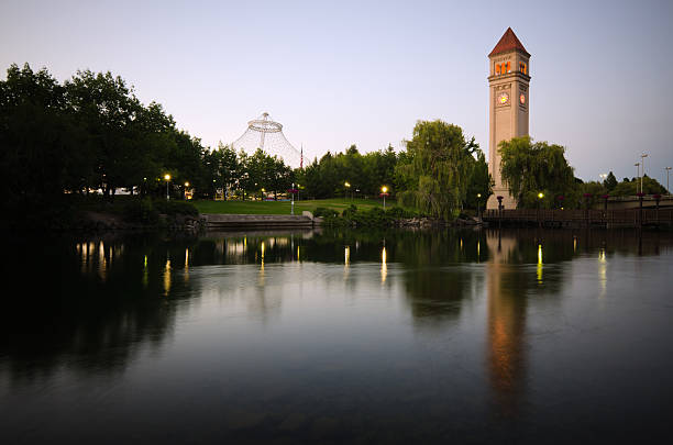 istock Clock tower during nighttime at Riverfront Park in Spokane, WA 175380717