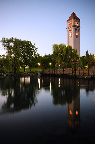 istock Clock tower during nighttime at Riverfront Park in Spokane, WA 175380719
