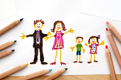 Child's drawing of a family.