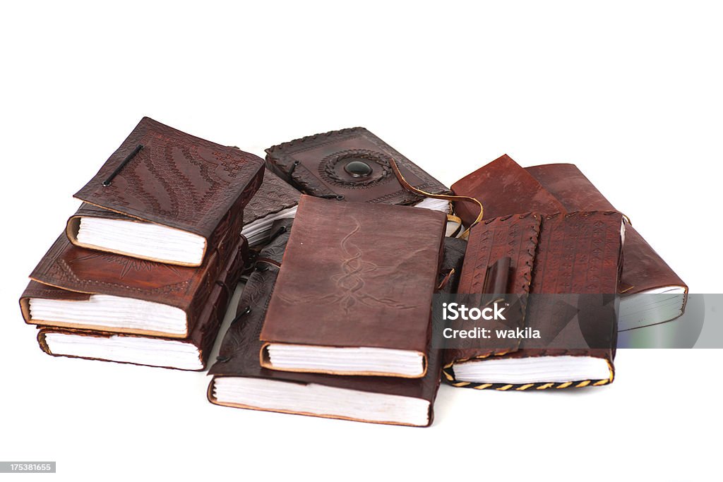 brown leatherbooks diary and notebooks from indiary - Tagebücher isolated brown leatherbooks diary and notebooks from the german brand Indiary Blank Stock Photo