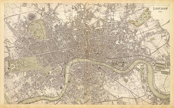 map of london 1843 map/plan of the city of  london 1843 vintage maps stock illustrations