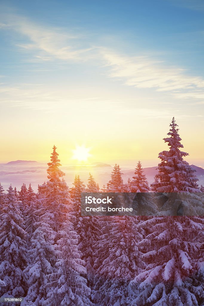 Зимний рассвет - Стоковые фото Живописный роялти-фри