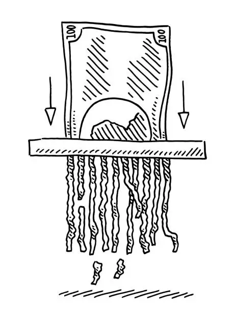 Vector illustration of Banknote Shredder Concept Drawing