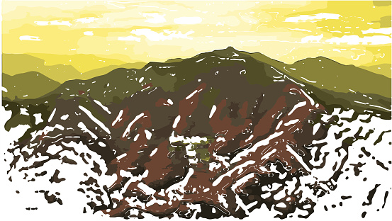watercolors mountain landscape art illustration background